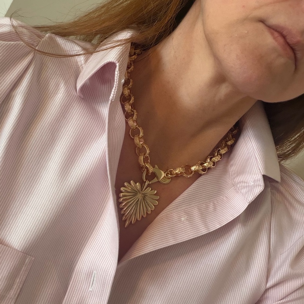 KMJ "Daisy" Button-Down Blouse - Light Pink and white stripes